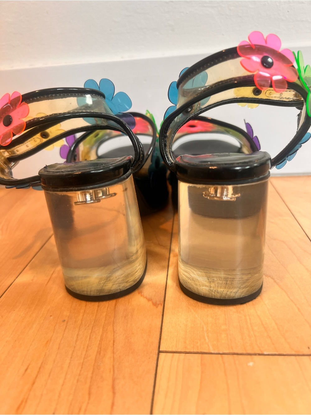 dELiA*s Black Platform Sandals with Rainbow Flower Accents - Picture 4 of 5